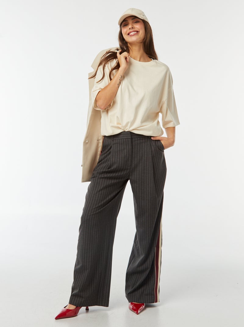 Pantalón city ancho Gris - Kiabi