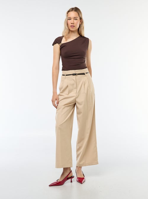 Pantalón city de corte ancho con cinturón fino - Kiabi