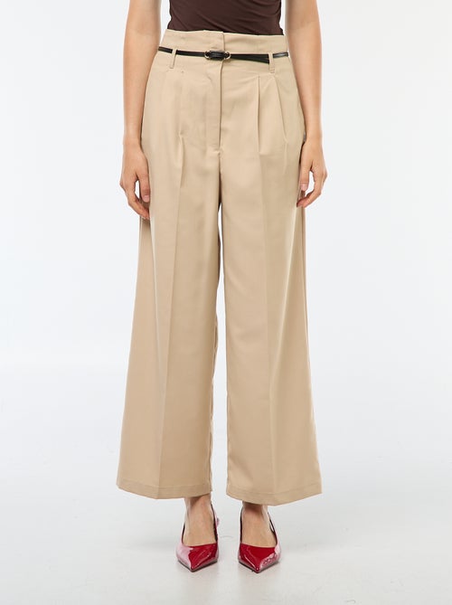 Pantalón city de corte ancho con cinturón fino - Kiabi