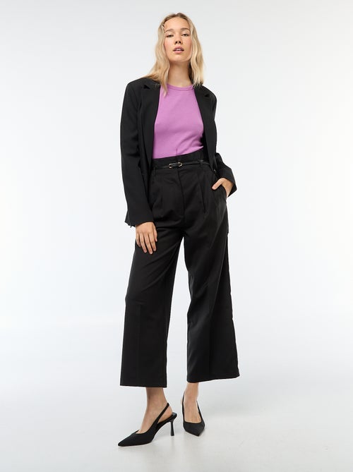 Pantalón city de corte ancho con cinturón fino - Kiabi