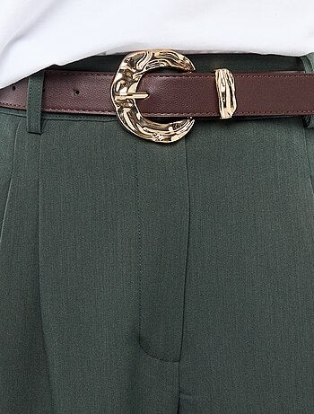 Pantalón city de corte ancho con cinturón