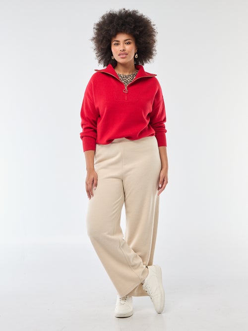 Pantalón cómodo de punto canalé - Kiabi