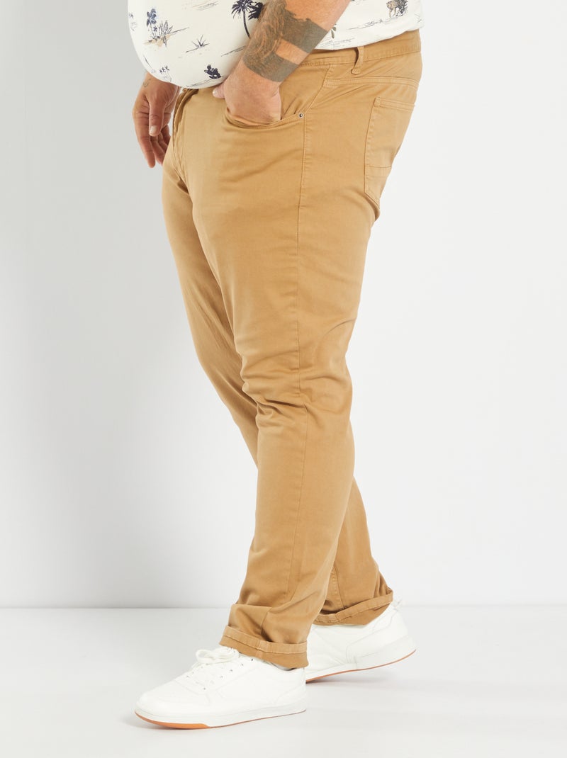 Pantalón con 5 bolsillos fitted L34 BEIGE - Kiabi