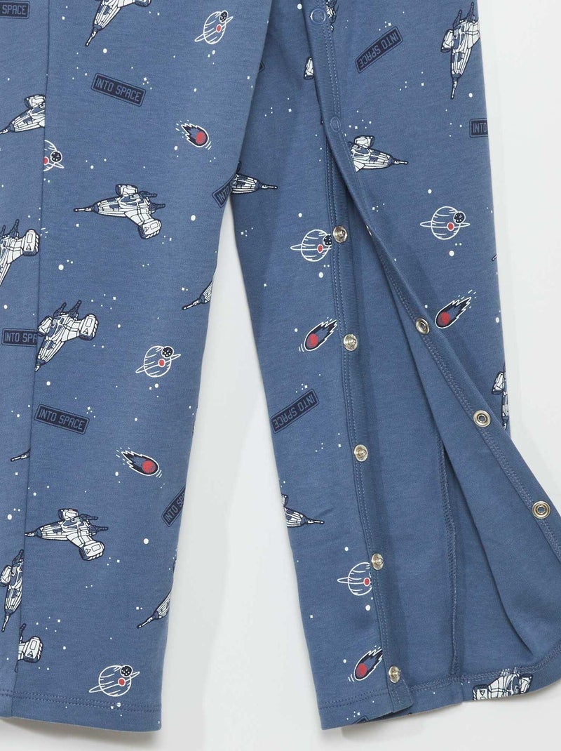 Pantalón con abertura de botones a presión - colección fácil de poner AZUL - Kiabi