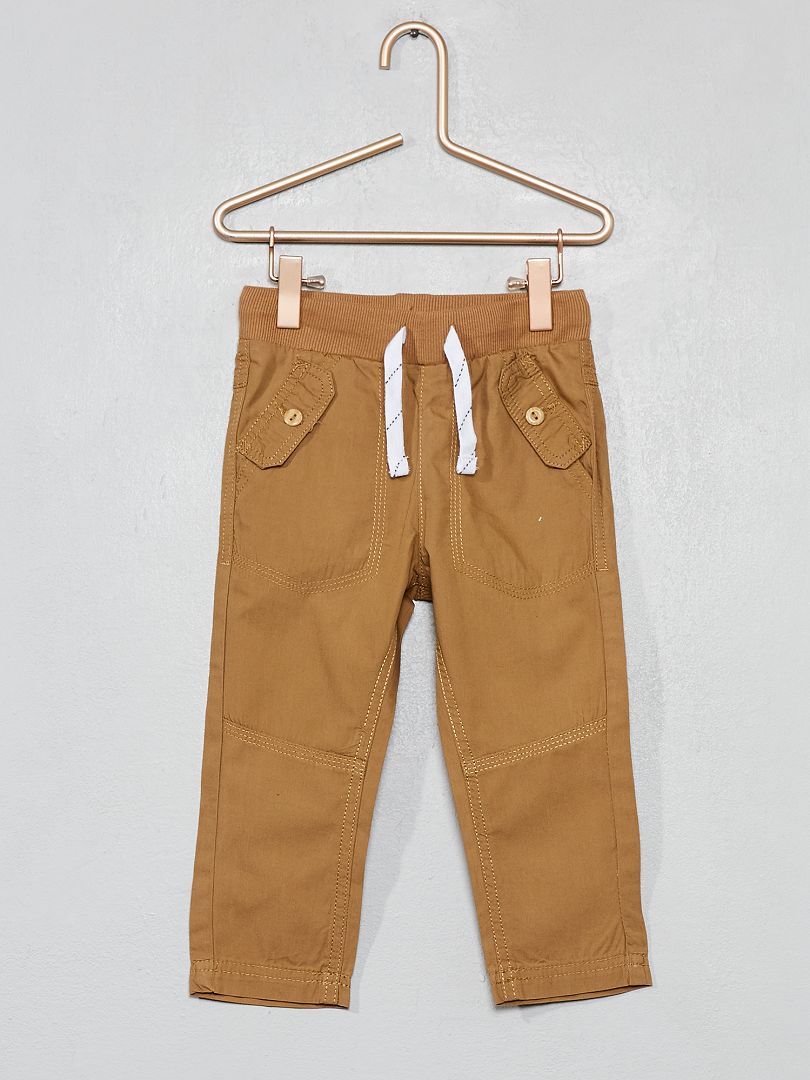 Pantalón con bolsillos abotonados BEIGE - Kiabi