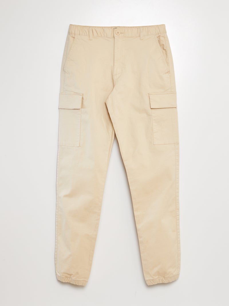 Pantalón con bolsillos cargo beige - Kiabi