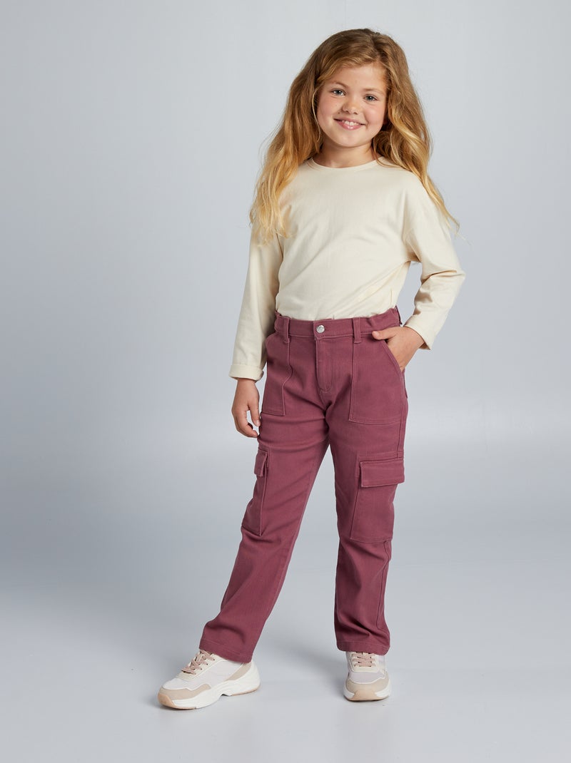 Pantalón con bolsillos con solapa - corte + cómodo ROSA - Kiabi