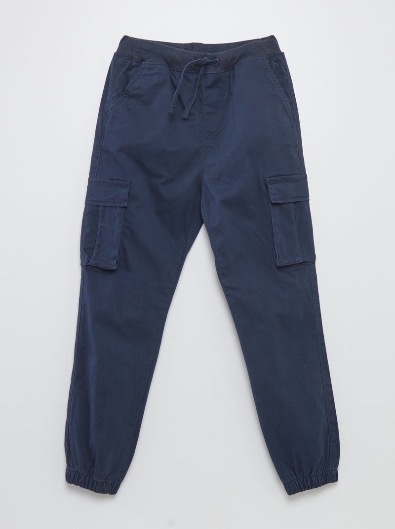 Pantalón con bolsillos con solapa - Corte más cómodo AZUL - Kiabi
