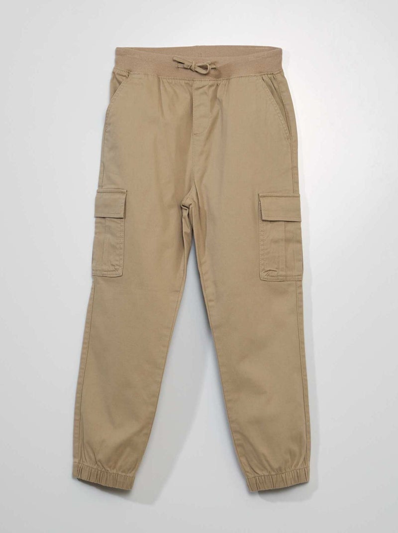 Pantalón con bolsillos con solapa - Corte más cómodo BEIGE - Kiabi