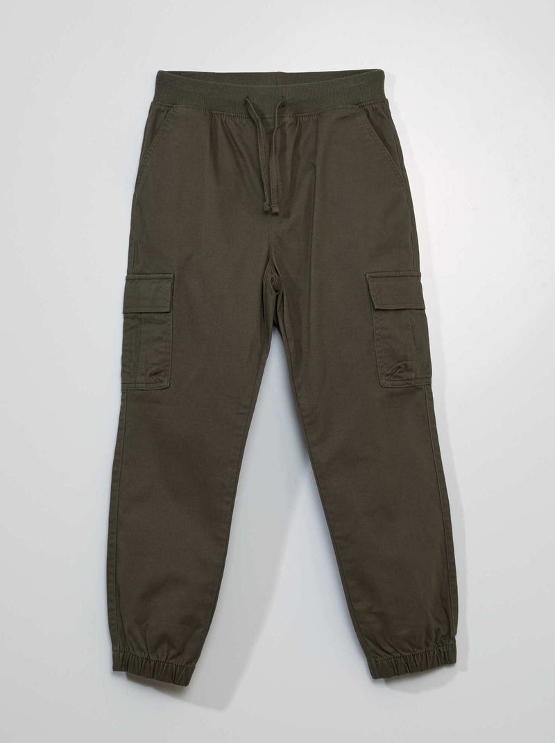 Pantalón con bolsillos con solapa - Corte más cómodo KAKI - Kiabi