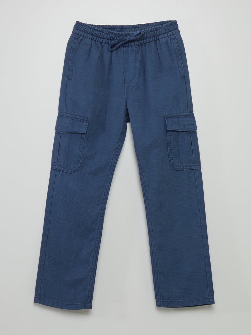 Pantalón con bolsillos con solapa AZUL - Kiabi