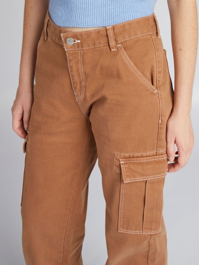 Pantalón con bolsillos con solapa BEIGE - Kiabi