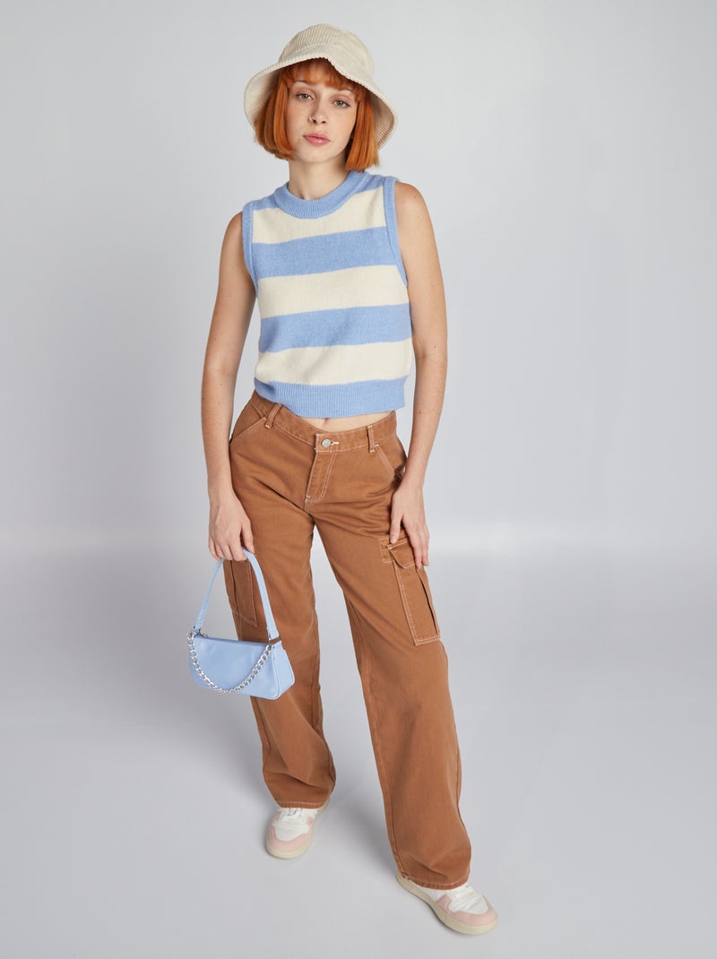 Pantalón con bolsillos con solapa BEIGE - Kiabi