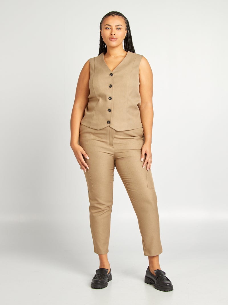 Pantalón con bolsillos con solapa BEIGE - Kiabi