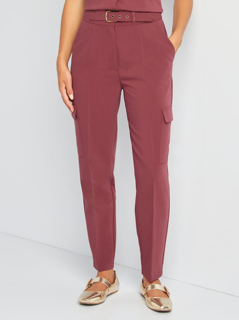 Pantalón con bolsillos en los laterales ROJO - Kiabi