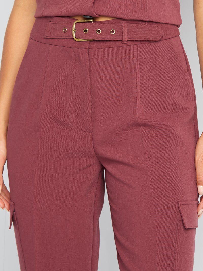 Pantalón con bolsillos en los laterales ROJO - Kiabi