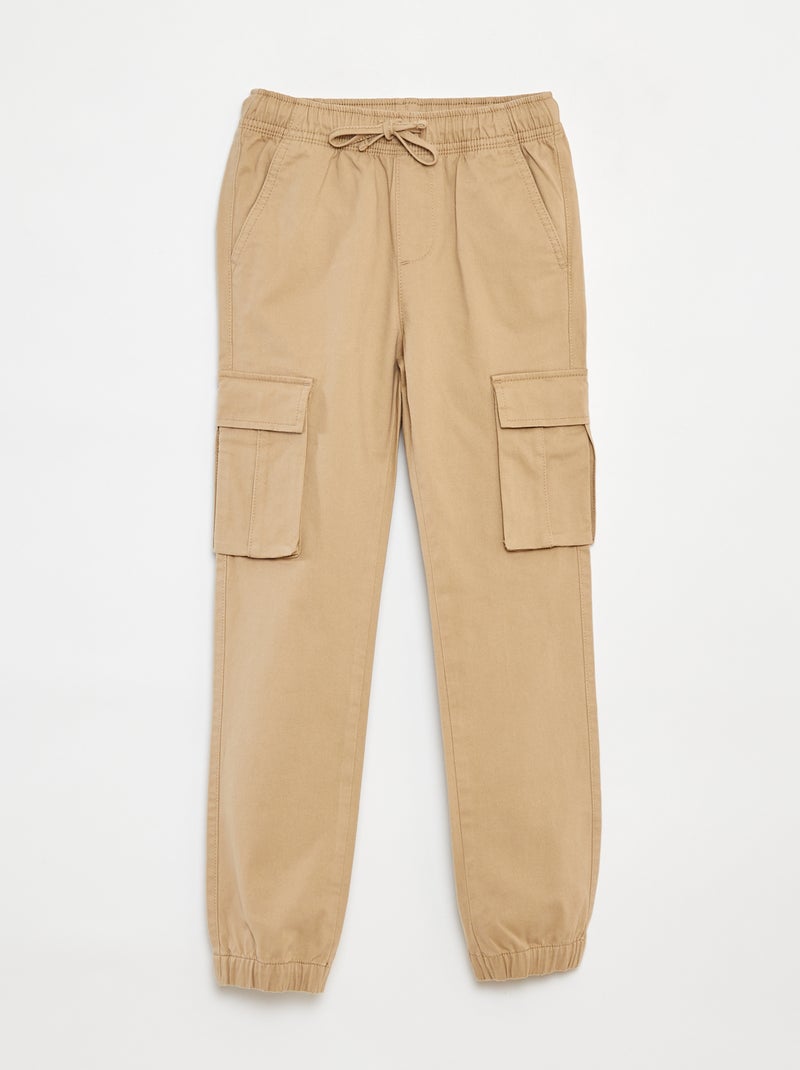 Pantalón con bolsillos y cintura ajustable Beige - Kiabi