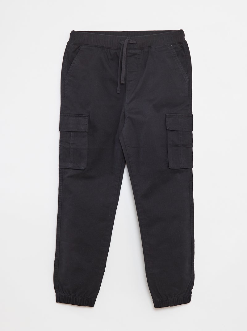 Pantalón con bolsillos y cintura ajustable negro - Kiabi