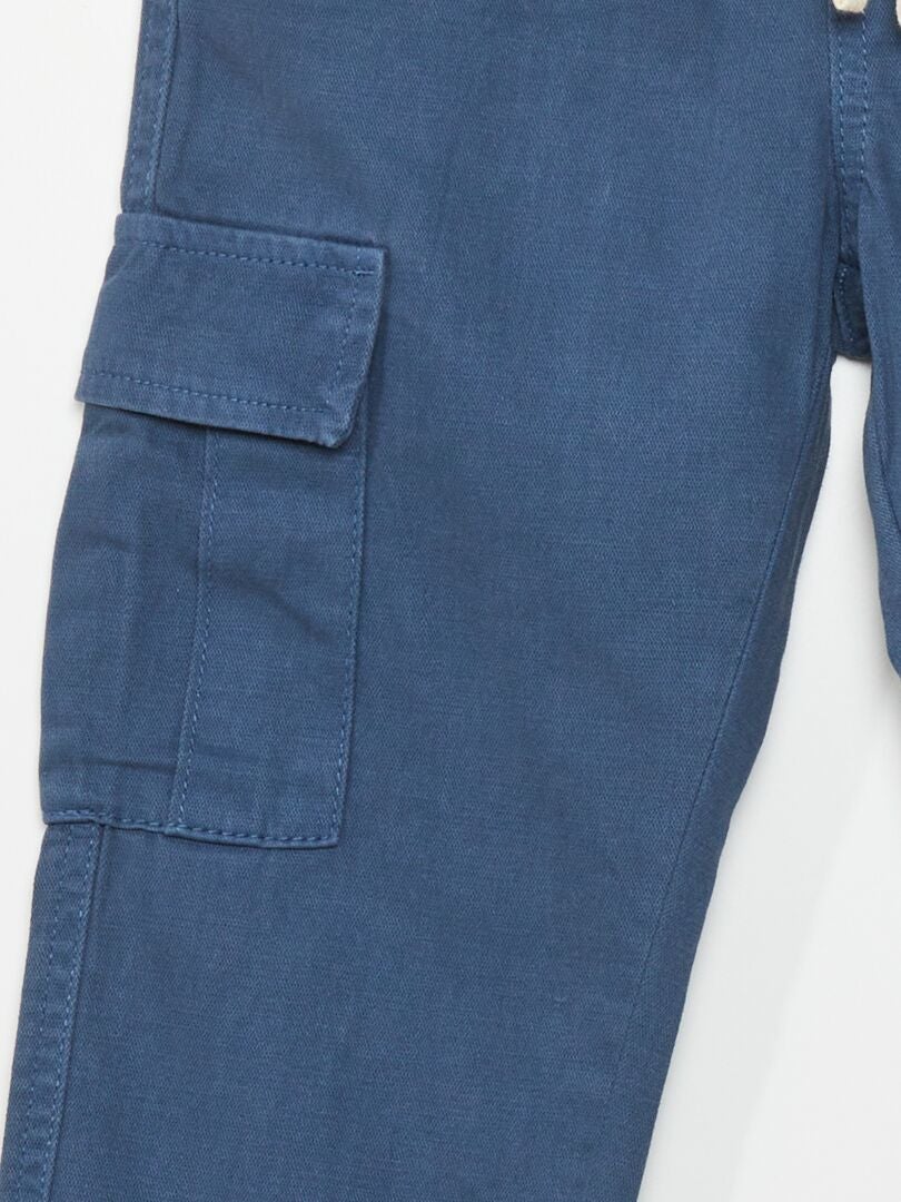 Pantalón con cintura elástica y bolsillos azul oscuro - Kiabi