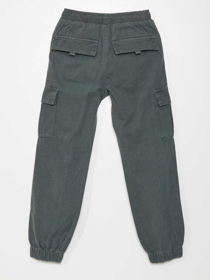 Pantalón con cintura elástica y bolsillos gris oscuro - Kiabi
