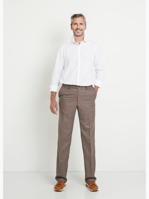 Pantalón con cinturilla ajustable invisible en tejido de sarga de lana - Afibel - Kiabi Pantalón con cinturilla ajustable invisible en tejido de sarga de lana - Afibel - Kiabi