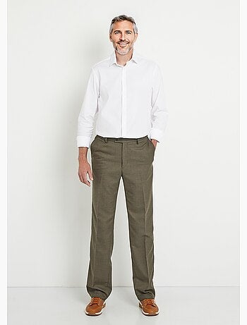 Pantalón con cinturilla ajustable invisible en tejido de sarga de lana - Afibel