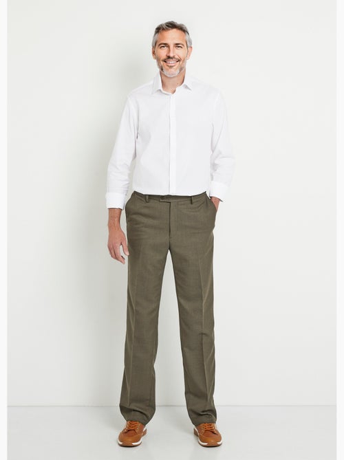 Pantalón con cinturilla ajustable invisible en tejido de sarga de lana - Afibel - Kiabi