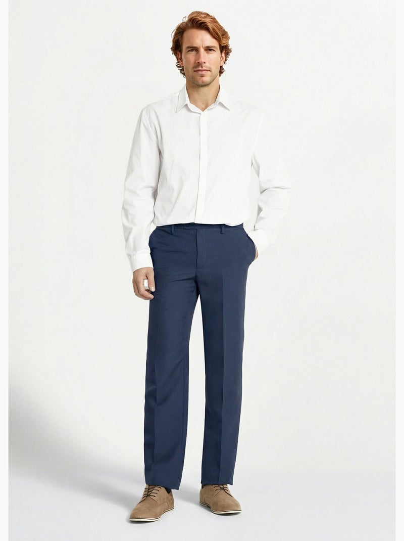 Pantalón con cinturón ajustable de poliéster invisible. - Afibel Azul marino - Kiabi