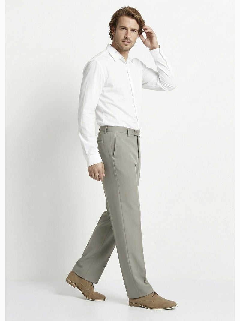 Pantalón con cinturón ajustable de poliéster invisible. - afibel Beige oscuro - Kiabi