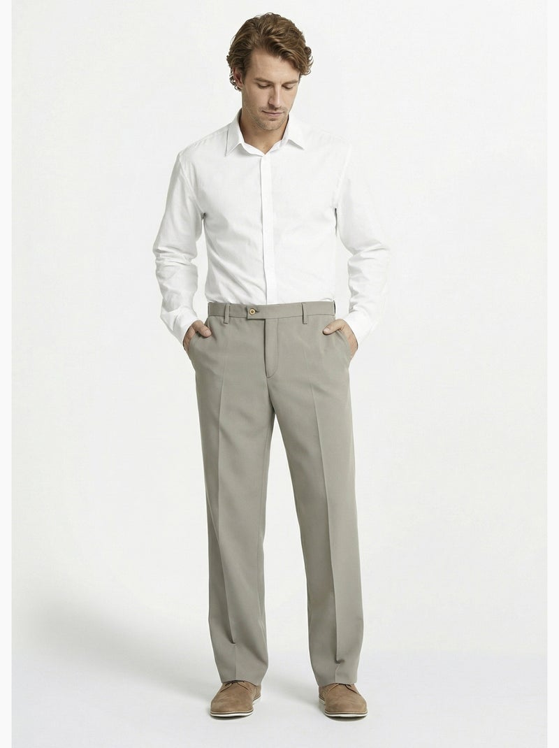 Pantalón con cinturón ajustable de poliéster invisible. - afibel Beige oscuro - Kiabi