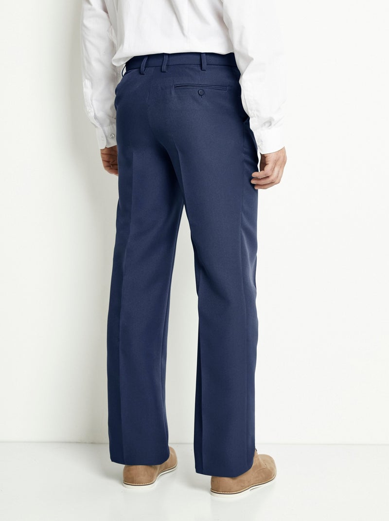 Pantalón con cinturón ajustable de poliéster invisible. Azul marino - Kiabi