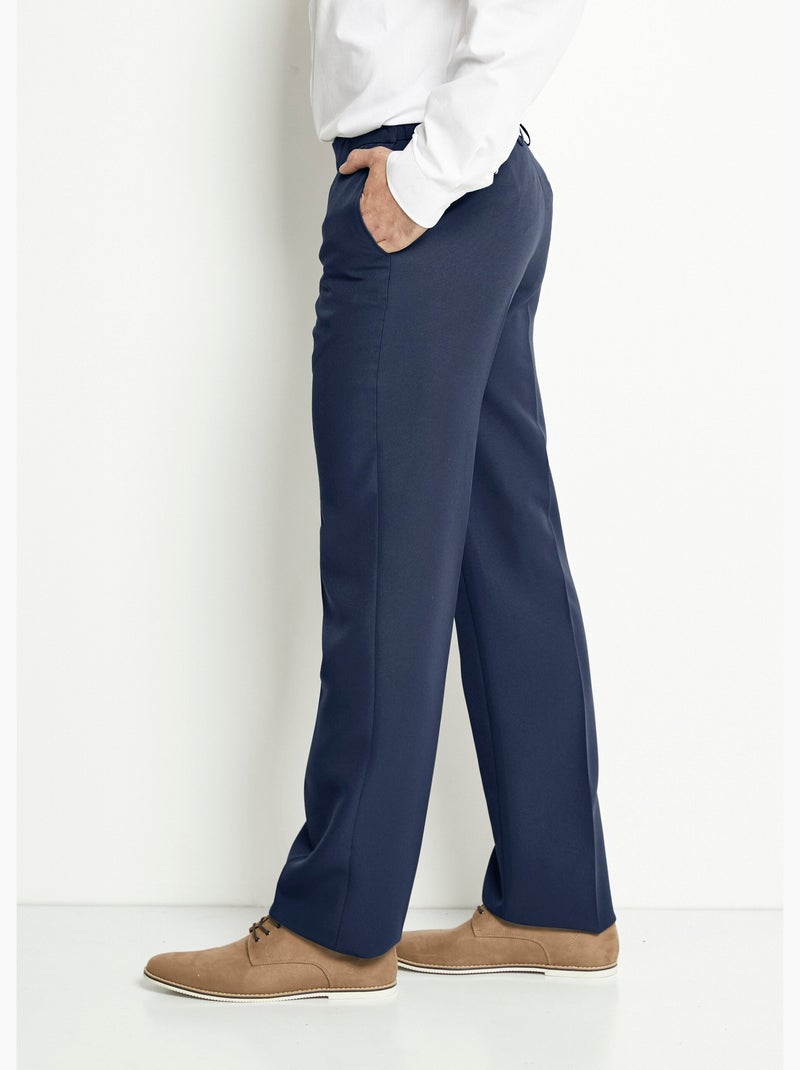 Pantalón con cinturón ajustable de poliéster invisible. Azul marino - Kiabi