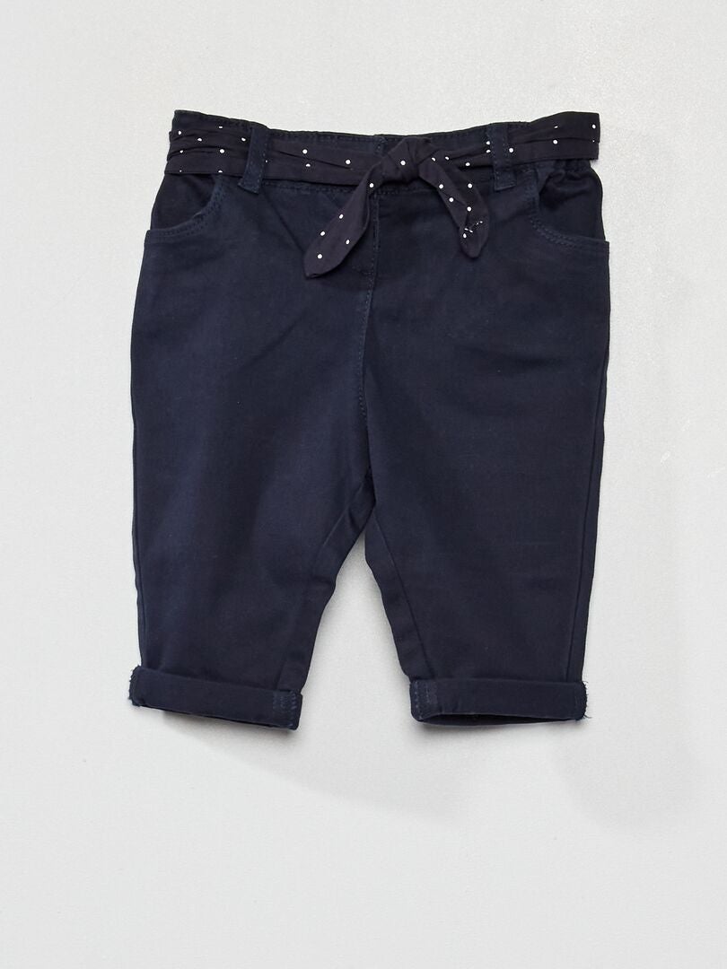 Pantalón con con cinturón anudable azul lunar - Kiabi