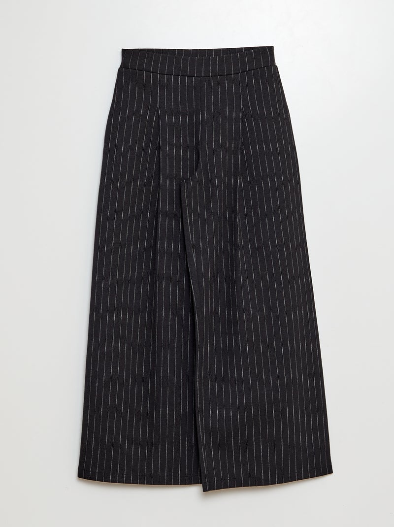 Pantalón con corte ancho de rayas NEGRO - Kiabi