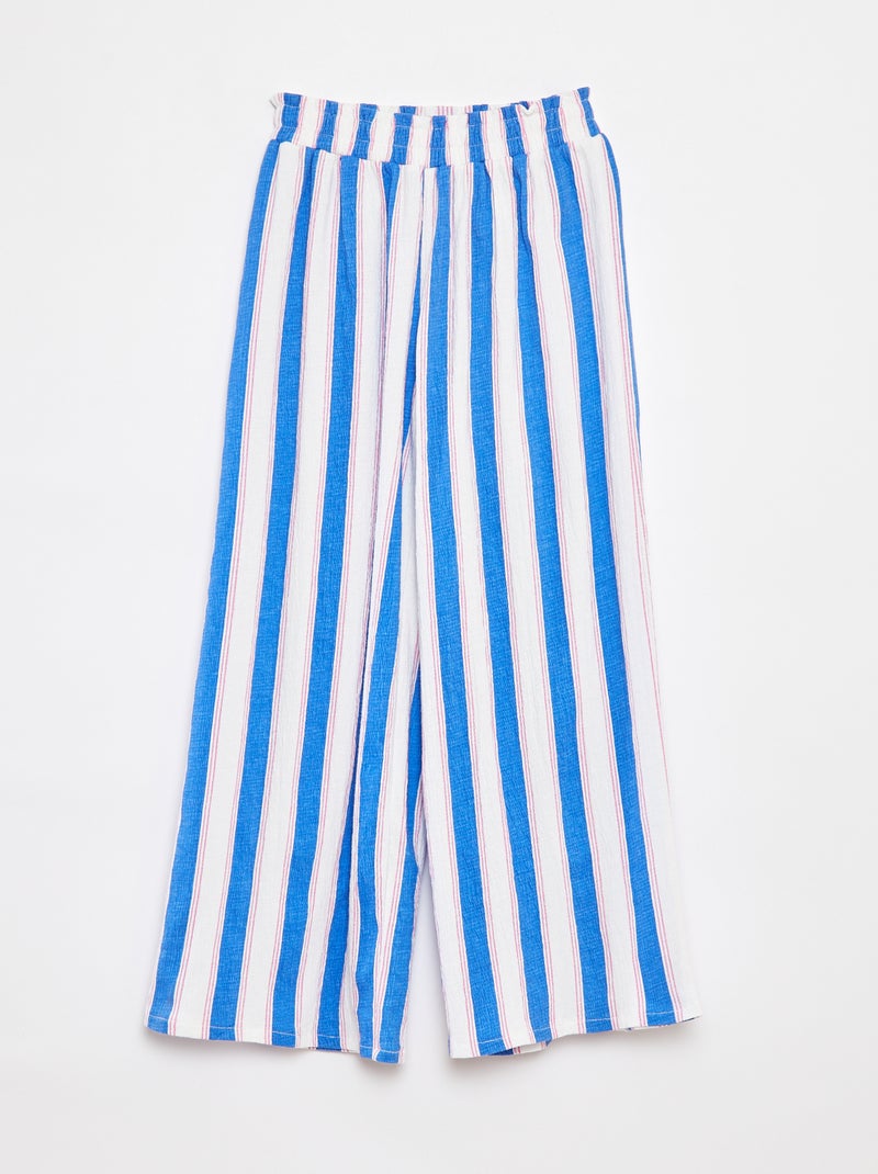 Pantalón con motivo de rayas corte ancho AZUL - Kiabi