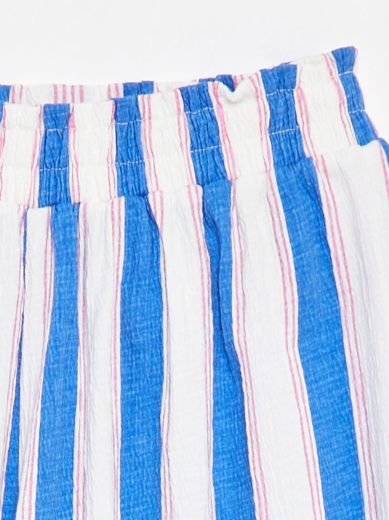 Pantalón con motivo de rayas corte ancho AZUL - Kiabi
