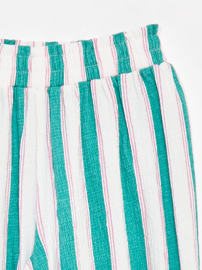 Pantalón con motivo de rayas corte ancho VERDE - Kiabi