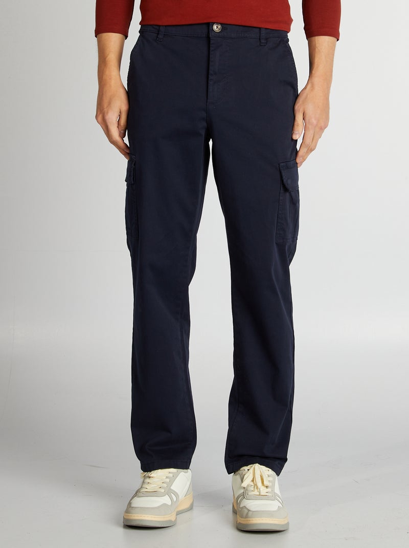 Pantalón con múltiples bolsillos corte recto AZUL - Kiabi