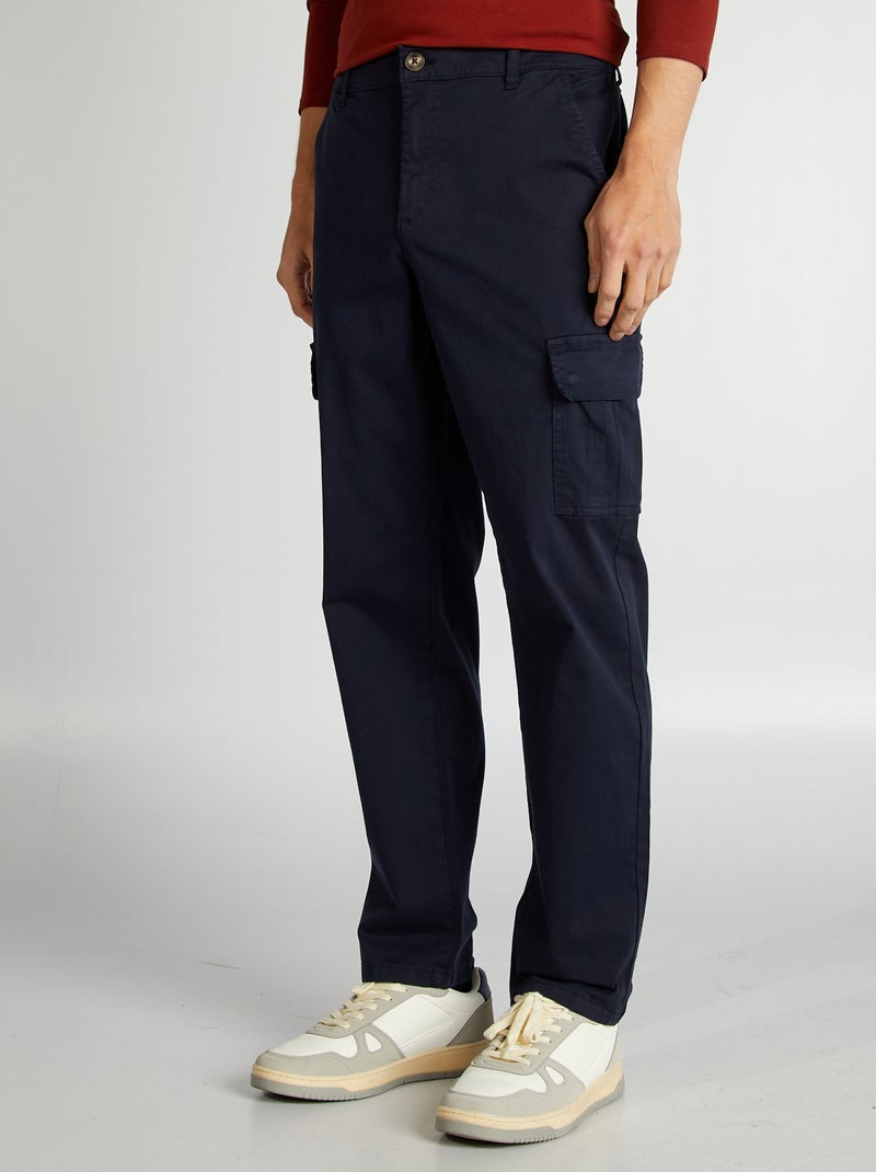Pantalón con múltiples bolsillos corte recto AZUL - Kiabi