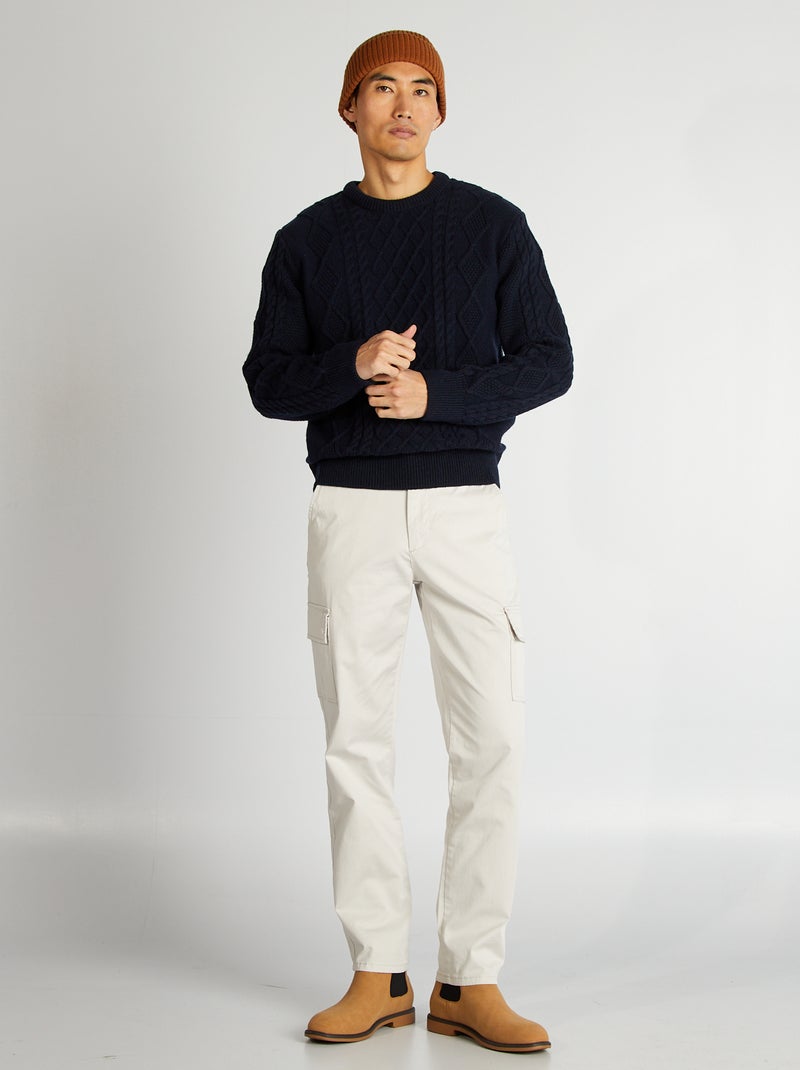Pantalón con múltiples bolsillos corte recto GRIS - Kiabi