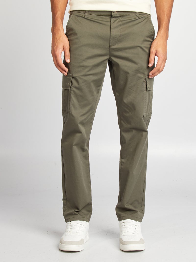 Pantalón con múltiples bolsillos corte recto KAKI - Kiabi