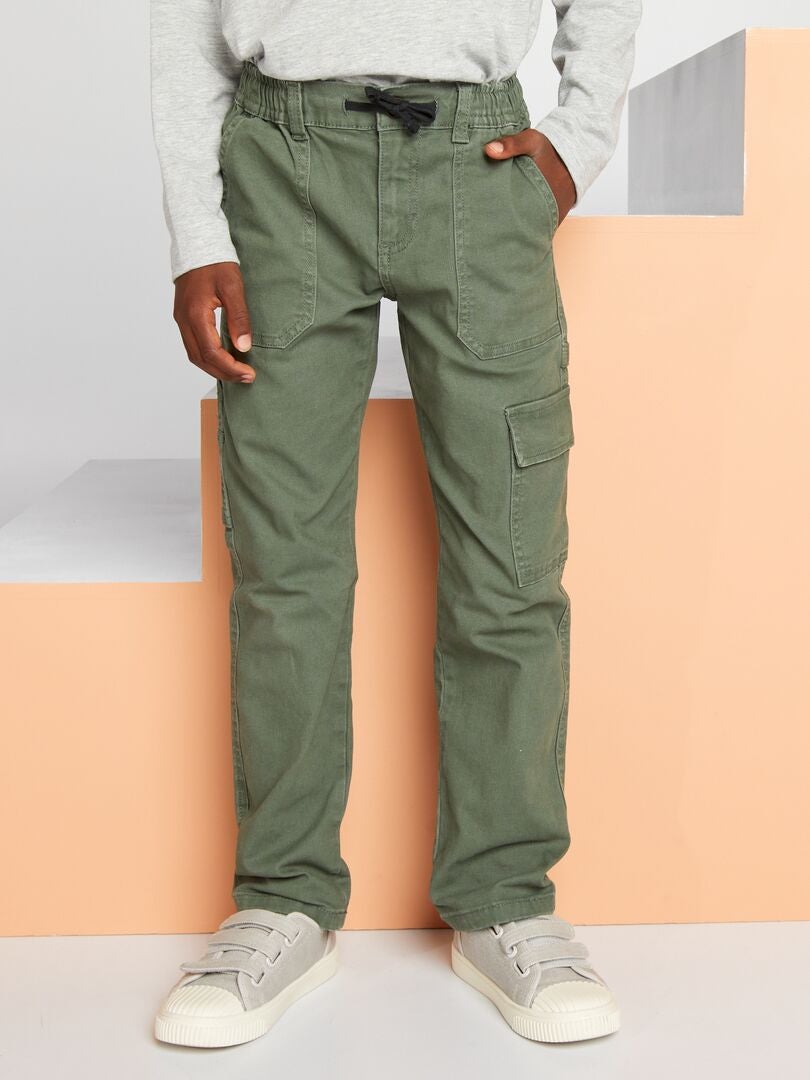 Pantalón con múltiples bolsillos Kaki - Kiabi