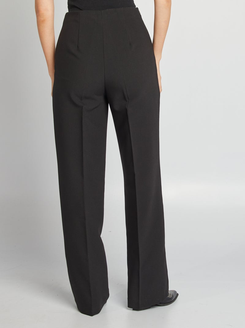 Pantalón con pinzas de corte recto negro - Kiabi