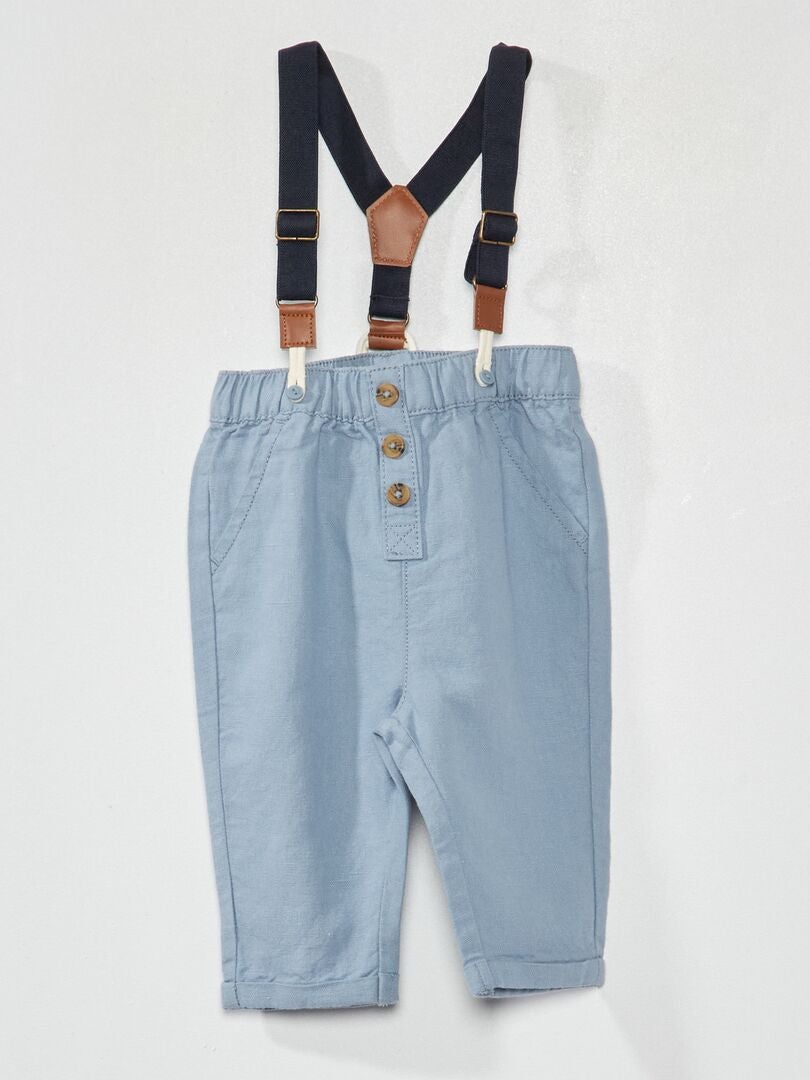 Pantalón con tirantes desmontables azul denim - Kiabi