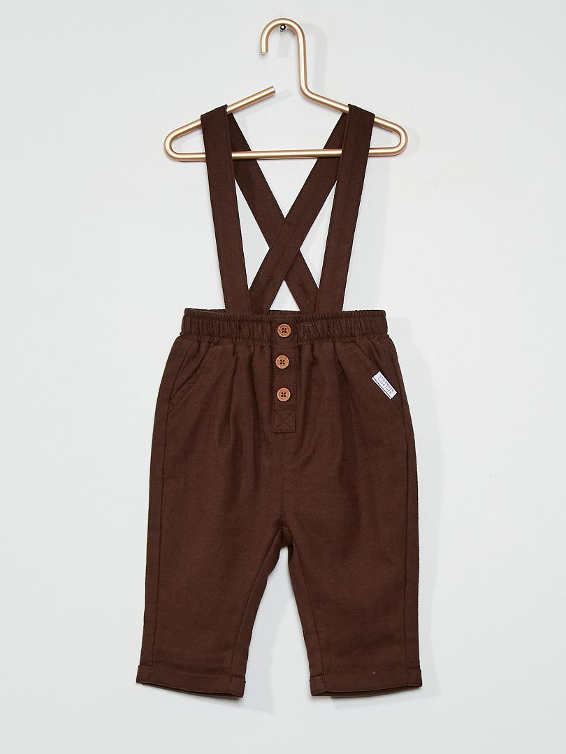 Pantalón con tirantes marrón oscuro - Kiabi