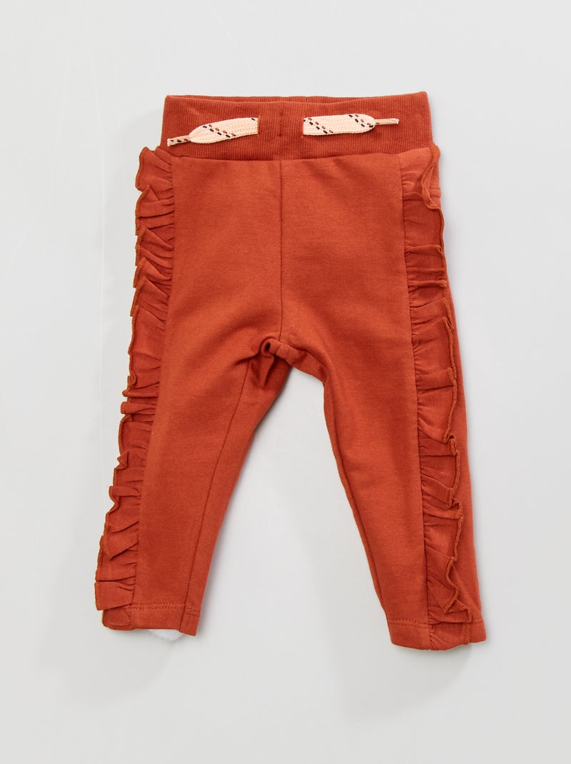 Pantalón con volantes de felpa NARANJA - Kiabi