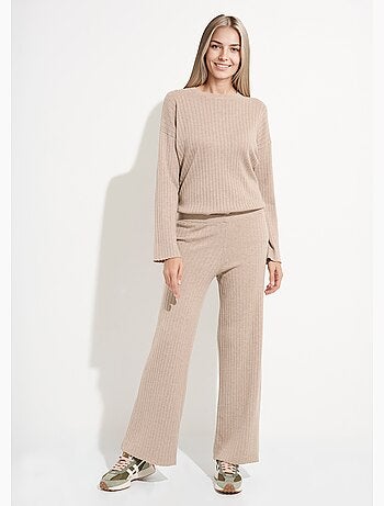 Pantalón confort, punto canalé plano - AFIBEL