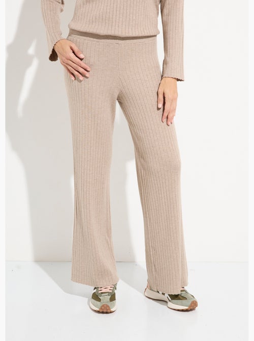 Pantalón confort, punto canalé plano - AFIBEL - Kiabi