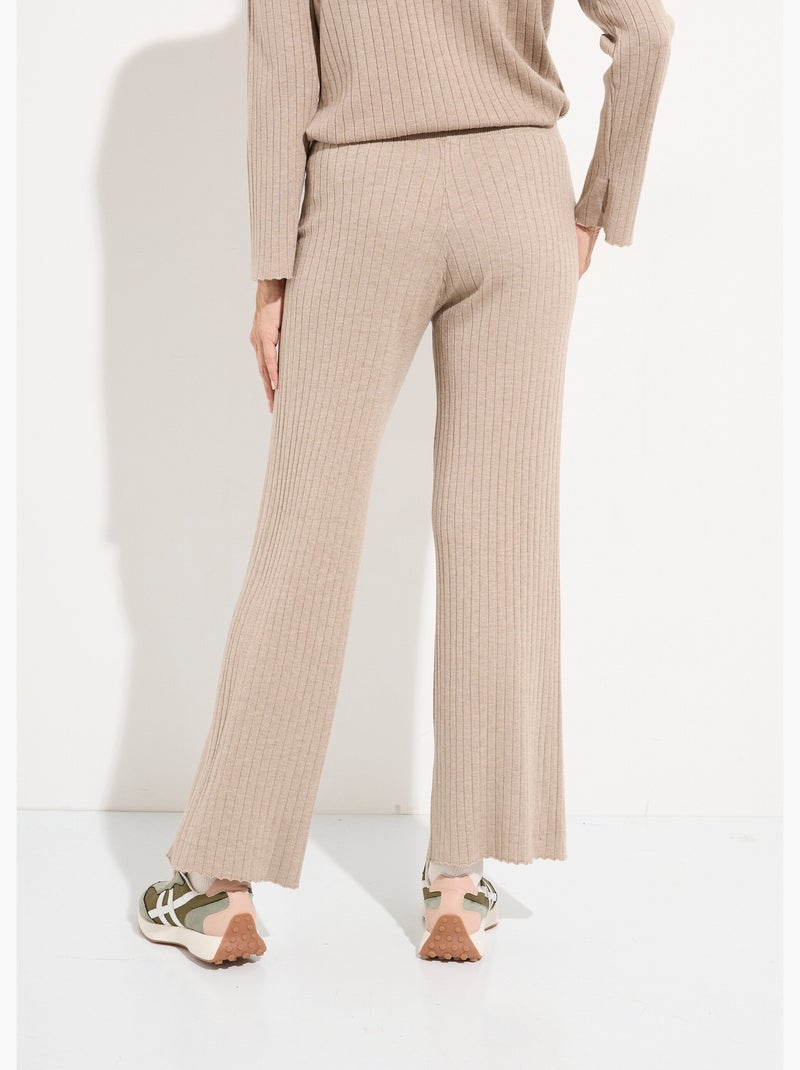 Pantalón confort, punto canalé plano - AFIBEL Beige - Kiabi