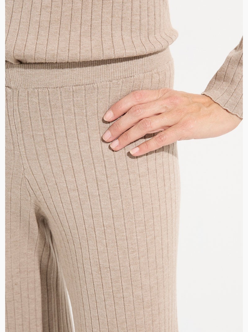 Pantalón confort, punto canalé plano - AFIBEL Beige - Kiabi